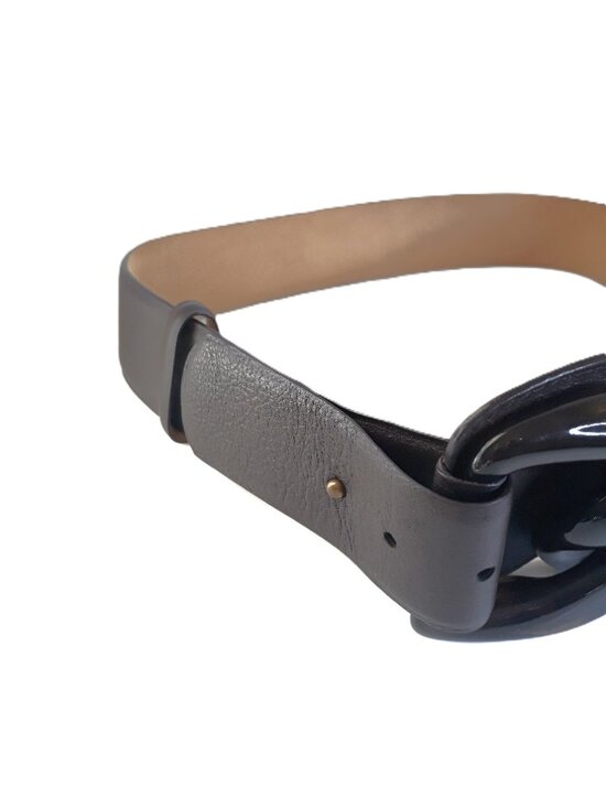Worth Boho Chocolate Brown Leather & Lucite Statement Waist Belt Artsy Chunky main image 6
